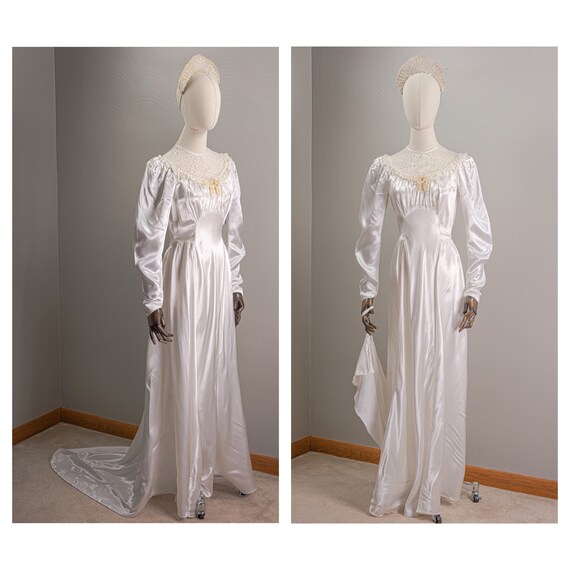 Vintage Simple 30s Rayon Satin and Lace Wedding Go