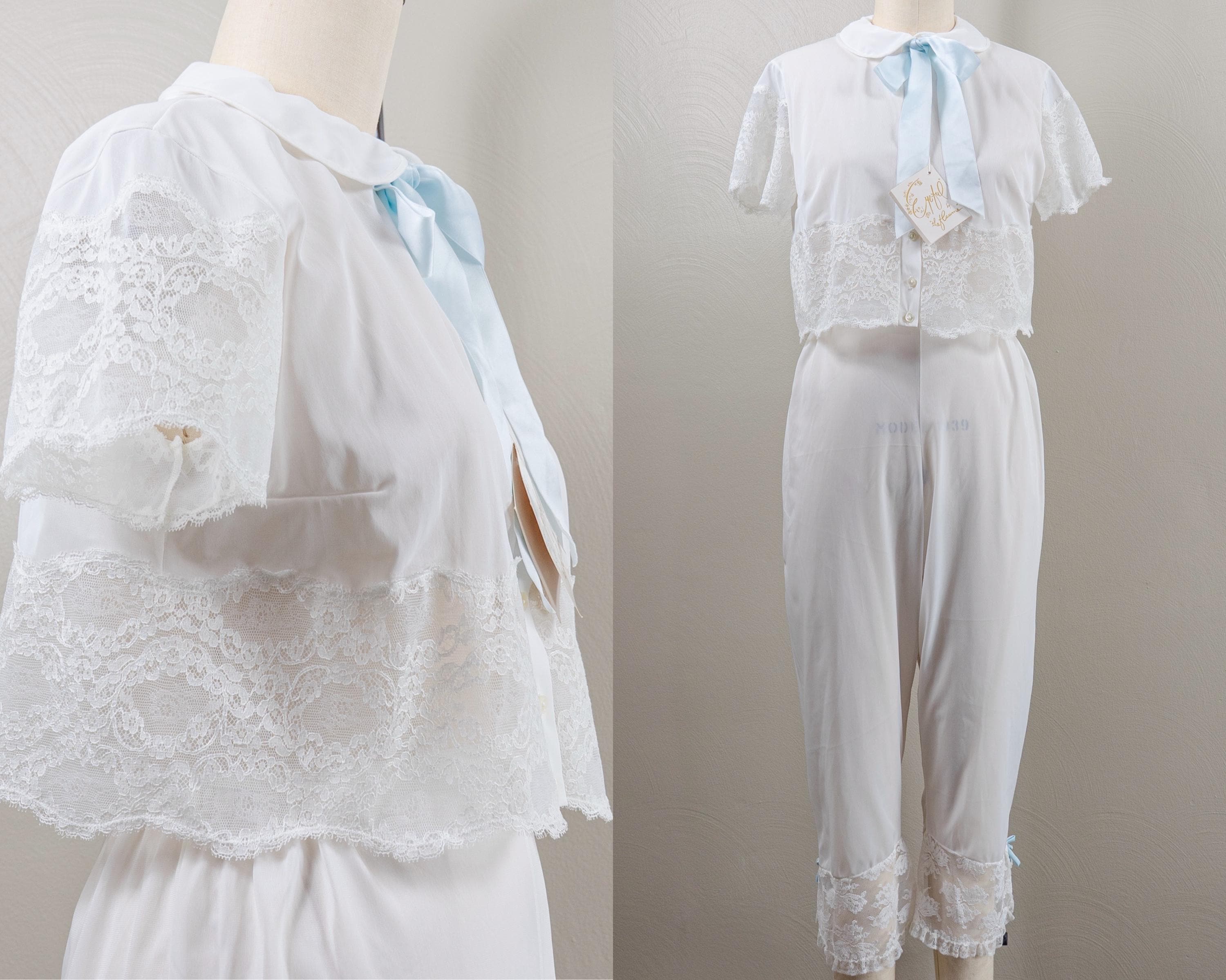 新品タグ付　ジャケット　ホワイト　シルバー レディースパジャマセット - ビンテージ - Etsy 日本