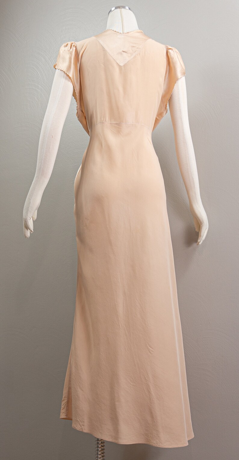 Dusty Rose 40s Barbizon Nightgown, Puffed Cape Sleeves, Slip Dress, Large Size. image 6