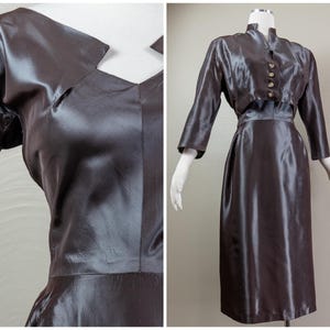 40s/50s Shimmery Rayon Taffeta Dress and Jacket Set, Large