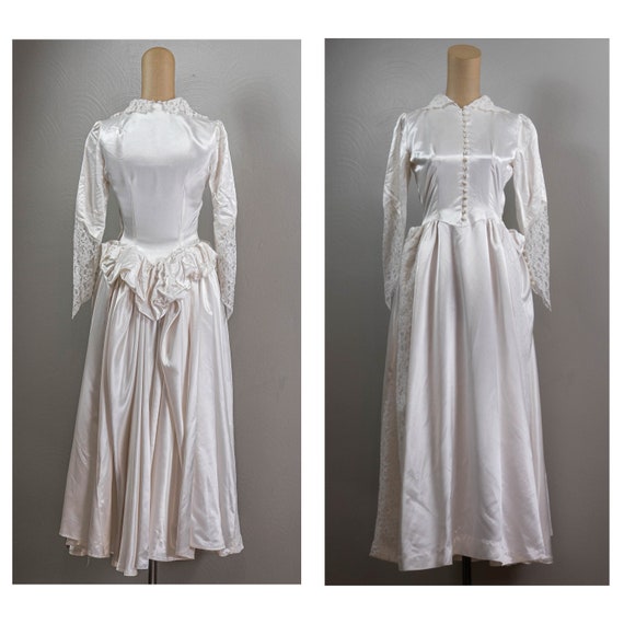 Darling late 40s early 50s White liquid Satin wed… - image 1