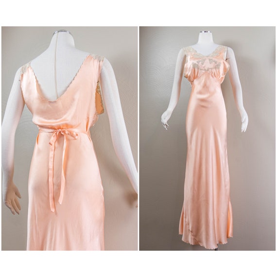 Lovely 30s/40s Pink Hand Sewn Silk Nightgown, Bia… - image 1