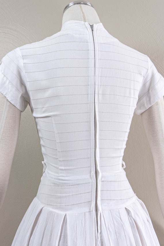 Lovely 40s/50s White Cotton Jersey Drop Waist Day… - image 7