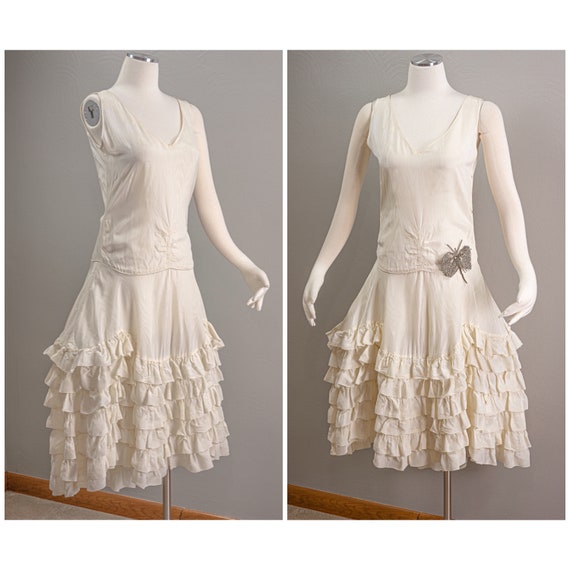 Gorgeous 20s Flapper Robe De Style Dress in White