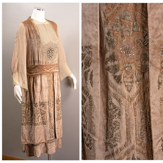 Incredible Rare 1910s/1920s Silk Velvet Designer … - image 2