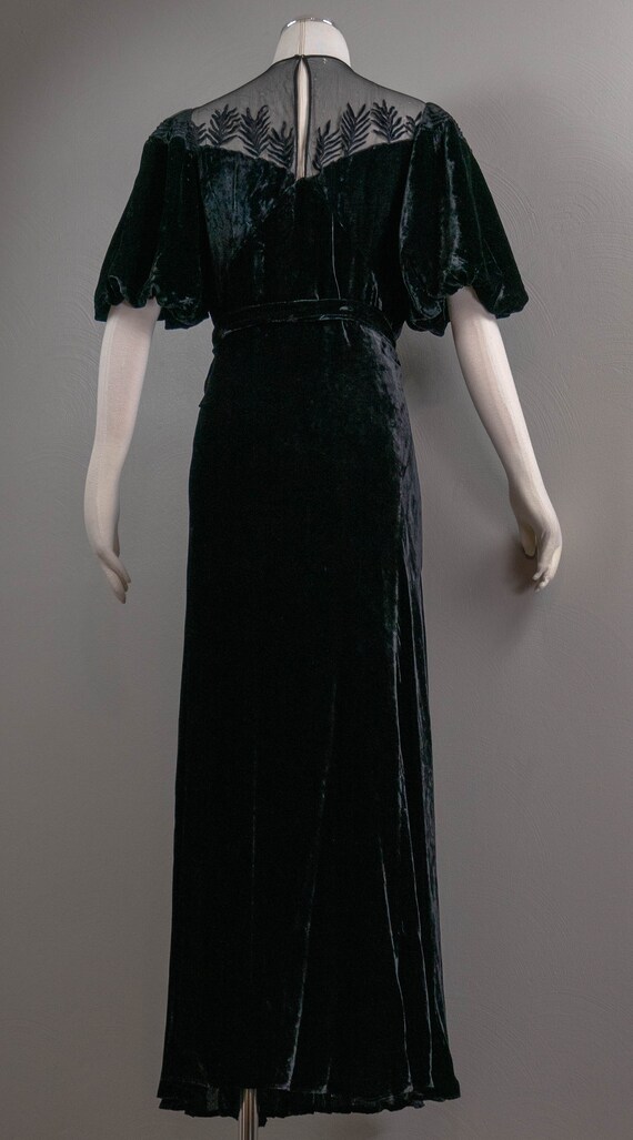 Stunning Slinky 30s Black Silk Velvet Evening Gow… - image 6