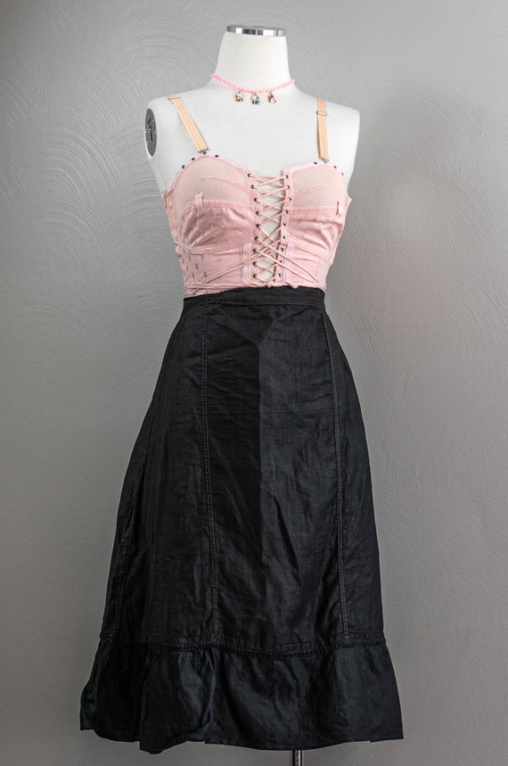 Antique Black Mourning Cotton Short Petticoat, As… - image 2