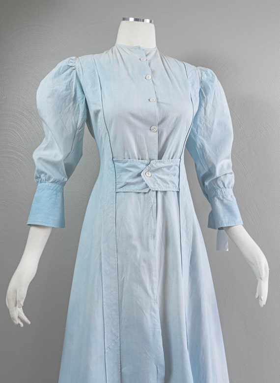 Wonderful Antique Light Blue Chambray Cotton Edwa… - image 3