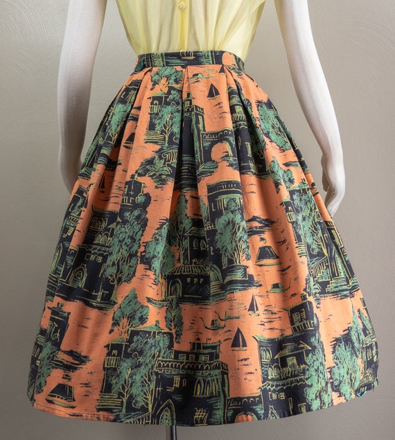 Fun 50s Black and Orange City Print Novelty Print… - image 4