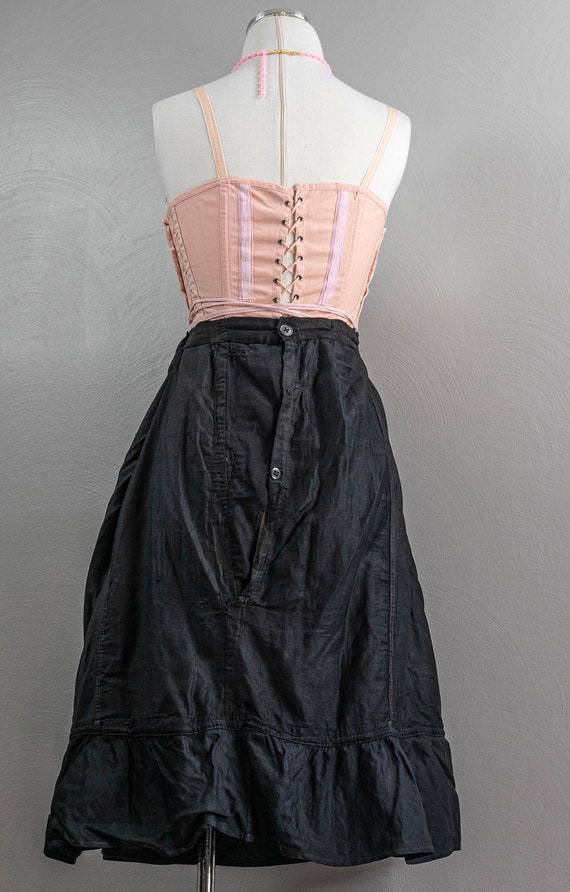 Antique Black Mourning Cotton Short Petticoat, As… - image 4