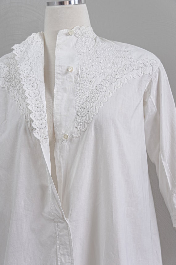 Antique ca 1860s White Linen Victorian Nightgown,… - image 8