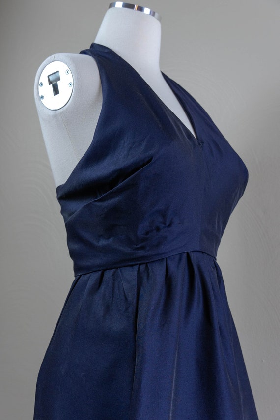 Elegant 70s Midnight Blue Gabardine Wool Halter D… - image 5