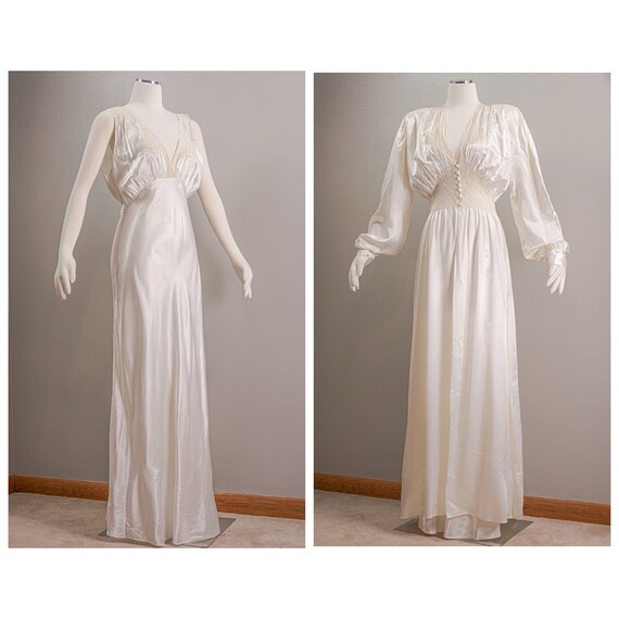 Killer Femme Fatale 40s Rich White Rayon Peignoir