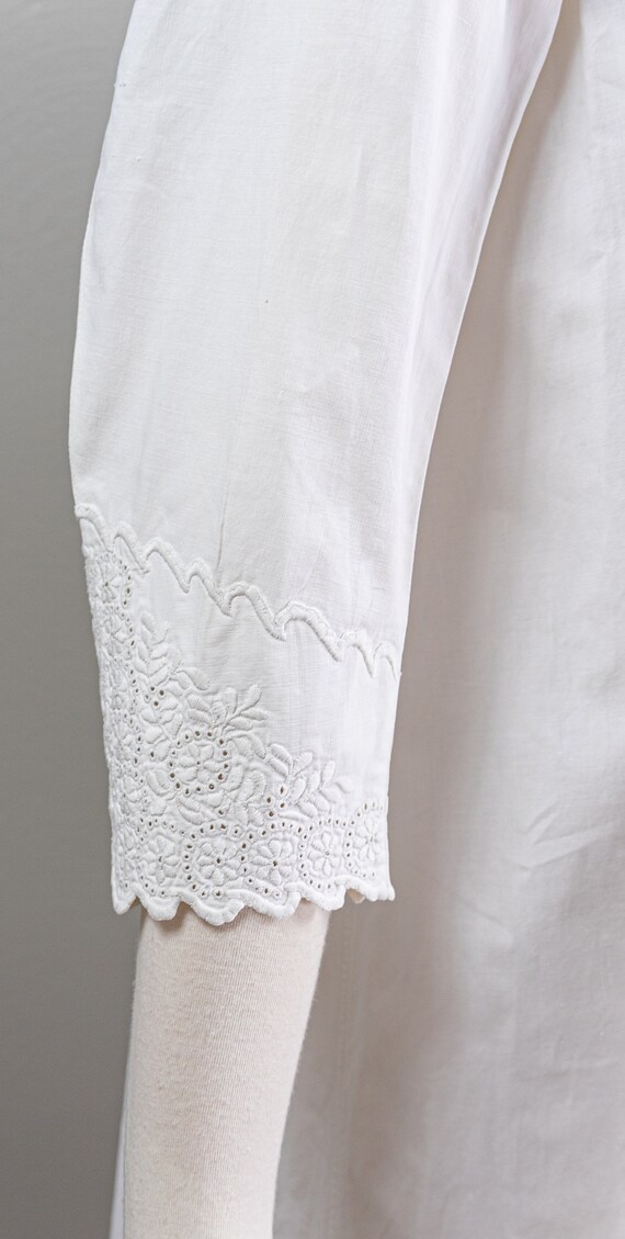 Antique ca 1860s White Linen Victorian Nightgown,… - image 5