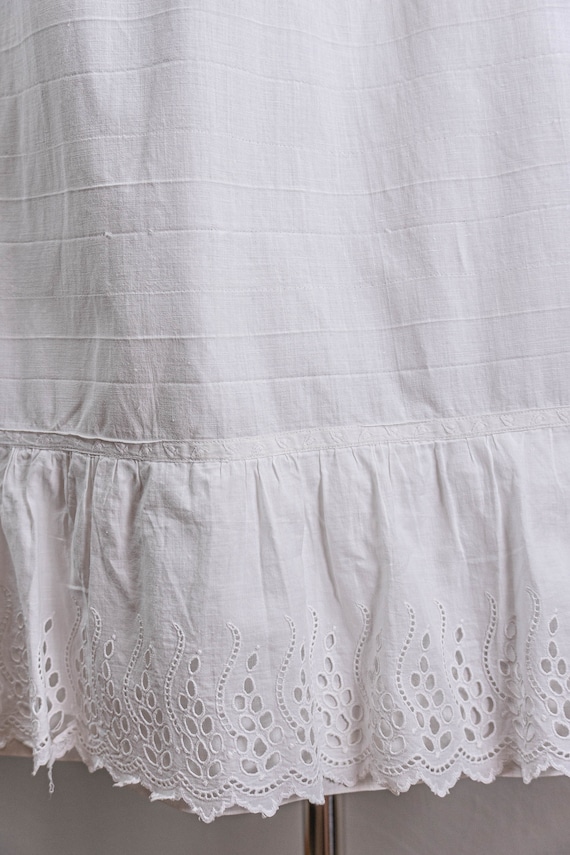 Lovely Antique White Linen Petticoat, Eyelet Lace… - image 3