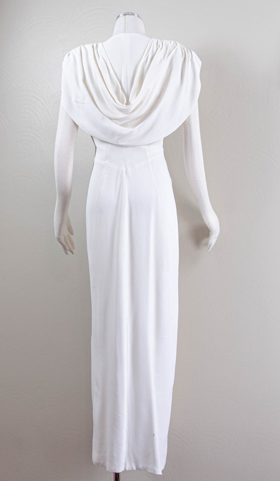 Amazing 40s White Crepe Rayon Gown with Swag or H… - image 8