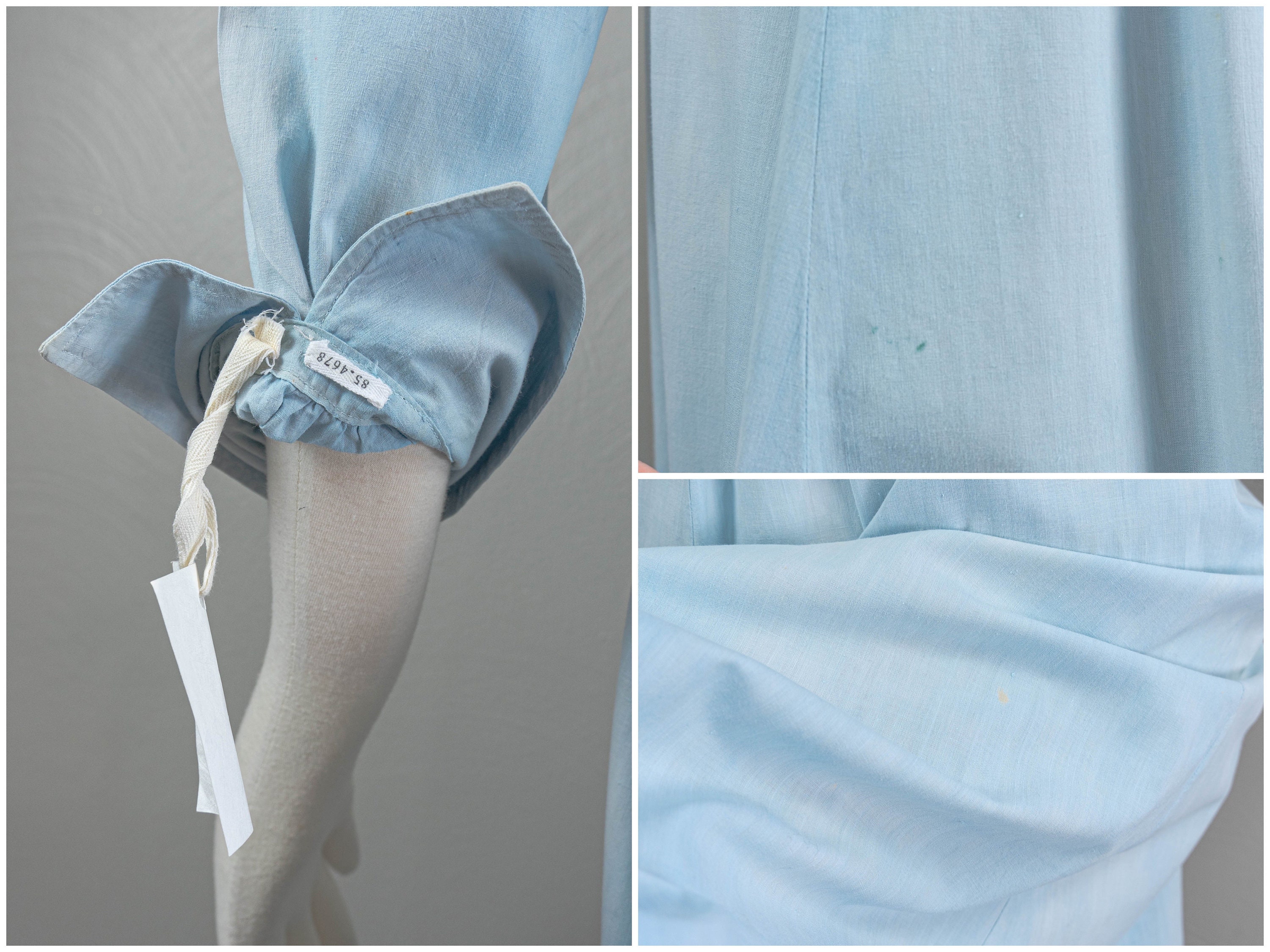 Wonderful Antique Light Blue Chambray Cotton Edwardian