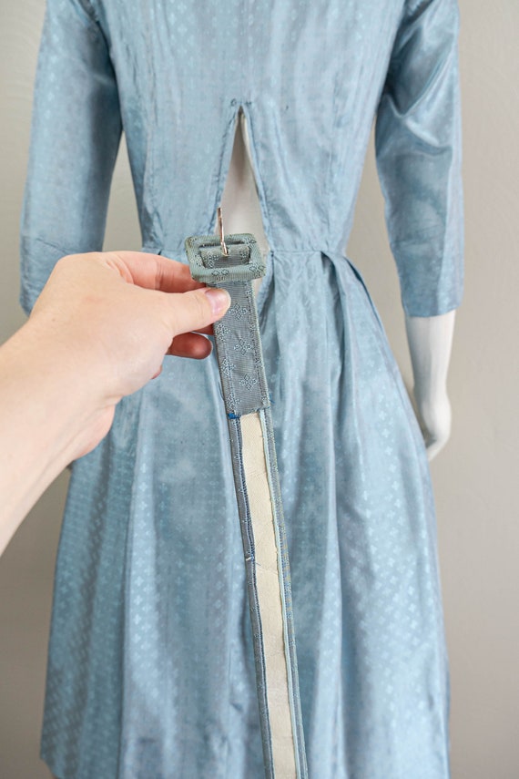 Darling 50s Icy Blue Jacquard Dress, Full Skirt, … - image 9