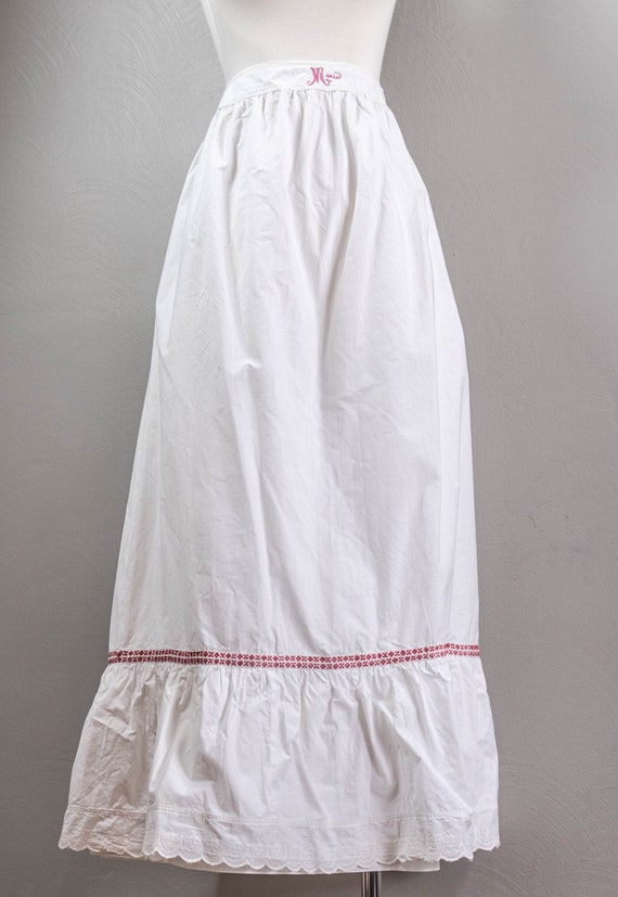 The Maria Antique White Cotton Petticoat, Embroid… - image 2