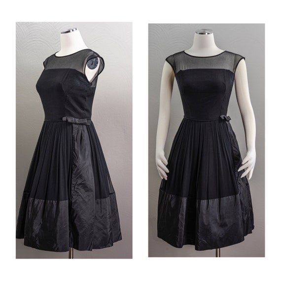 Vintage 60s Little Black Dress Chiffon and Taffeta Cupcake Dress Party Dress Evening Dress Etsy UK