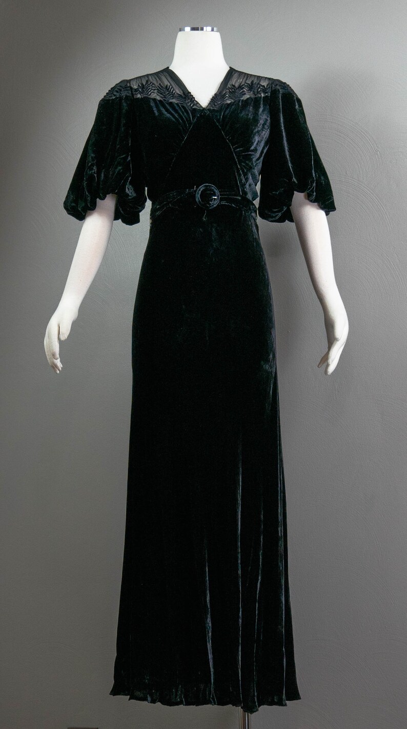 Stunning Slinky 30s Black Silk Velvet Evening Gown Sheer - Etsy