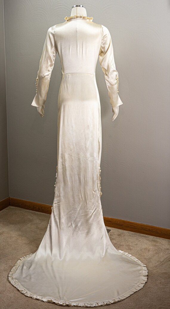 Wonderful 30s Crepe Backed Satin Cream Wedding Go… - image 7