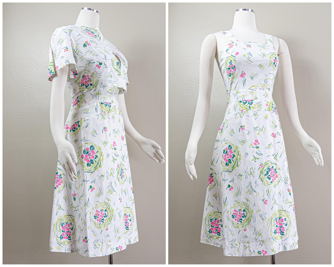 Robe d'été amusante à imprimé floral en piqué de coton blanc