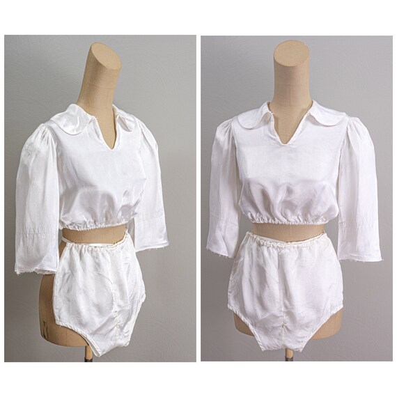 Wonderful Vintage 40s White Rayon Costume, 3/4 Bel
