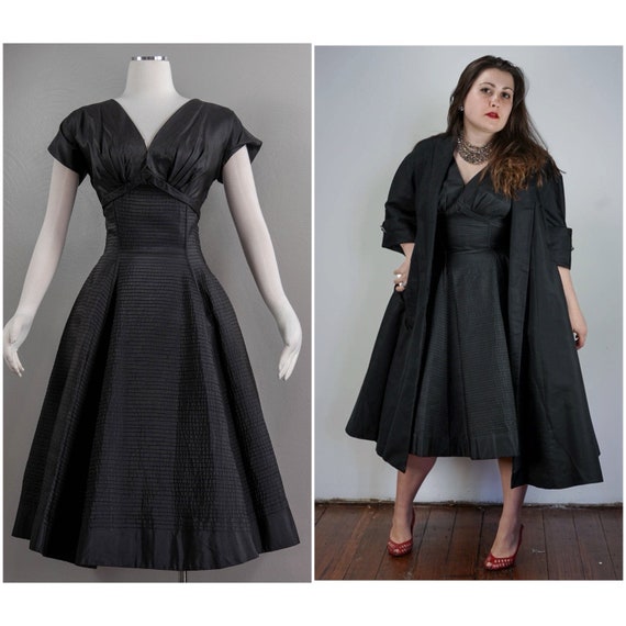 Killer Mollie Parnis Black Taffeta Dress and Silk Faille Swing Coat Set Matching Petticoat Etsy Australia