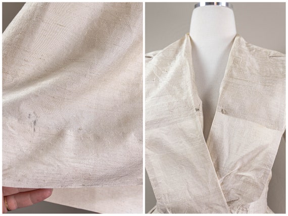 Chic Neutrals Raw Silk 50s Day Dress, Wrap Top, P… - image 8