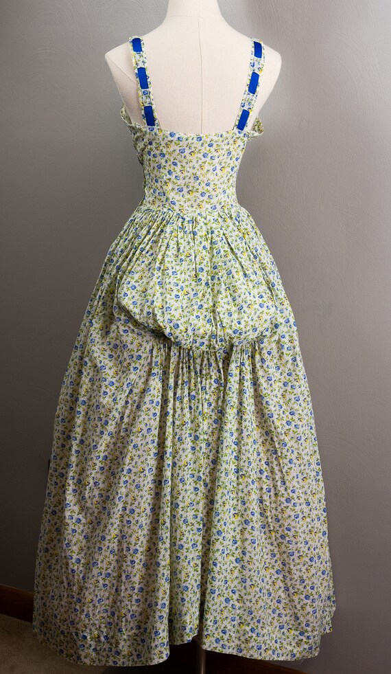 Darling 30s/40s Blue and yellow Rose Printed Cott… - image 8