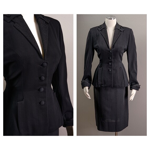 Classic, Sexy, Chic, Vintage 40s Black Structured
