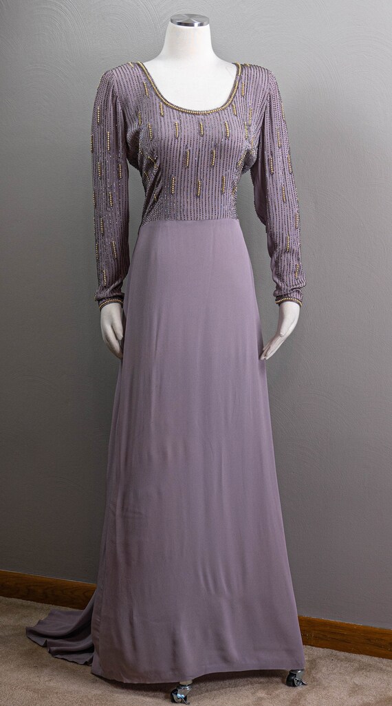 Stunning Lilac 40s Silk Crepe Trained Evening Gow… - image 2