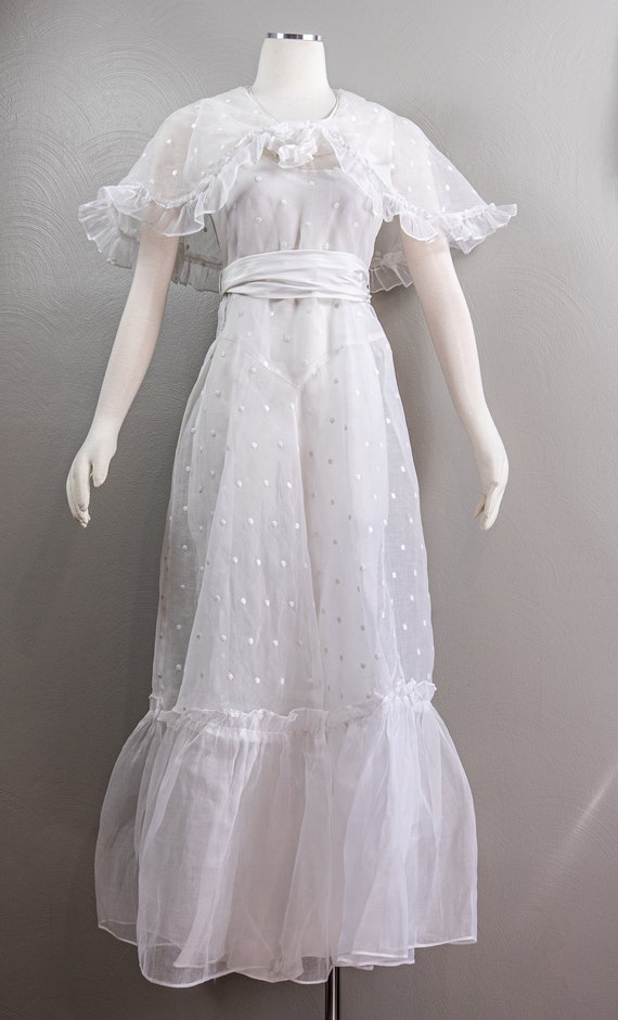 Lovely 30s White Polka-Dot Cotton Organdy Dress, … - image 2