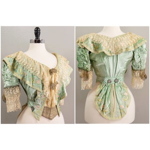 Doeuillet Silk Velvet Bodice: 1900s Embroidered Rhinestone Trim