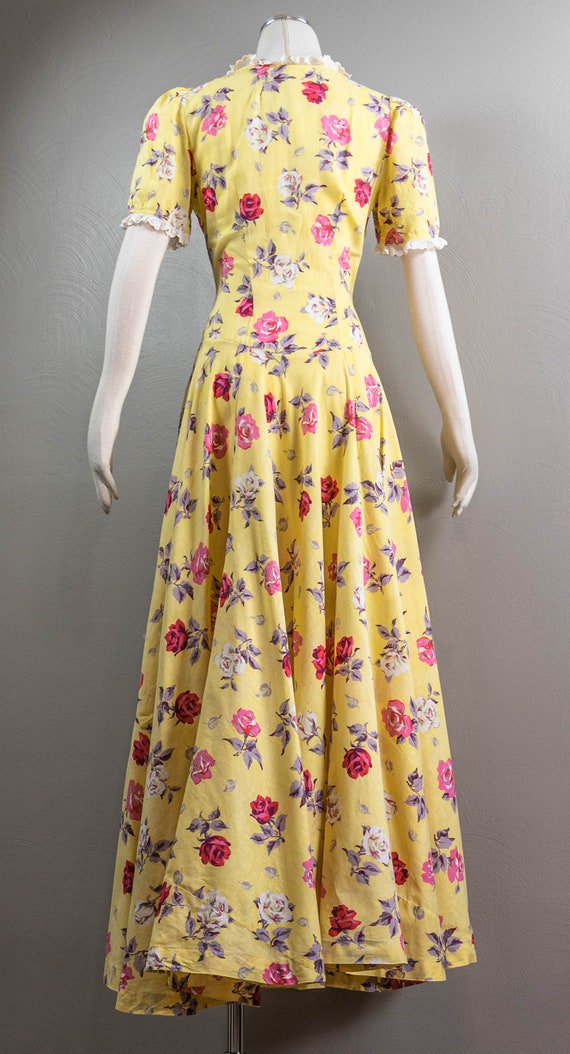 Lovely 40s Yellow Rose Printed Cotton Zip Front D… - image 5