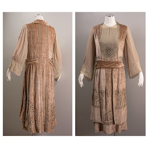 Antique 1910s Velvet Evening Dress: Eleanor O&#39;Donovan Edwardian Gown, Metallic Embroidery, Large