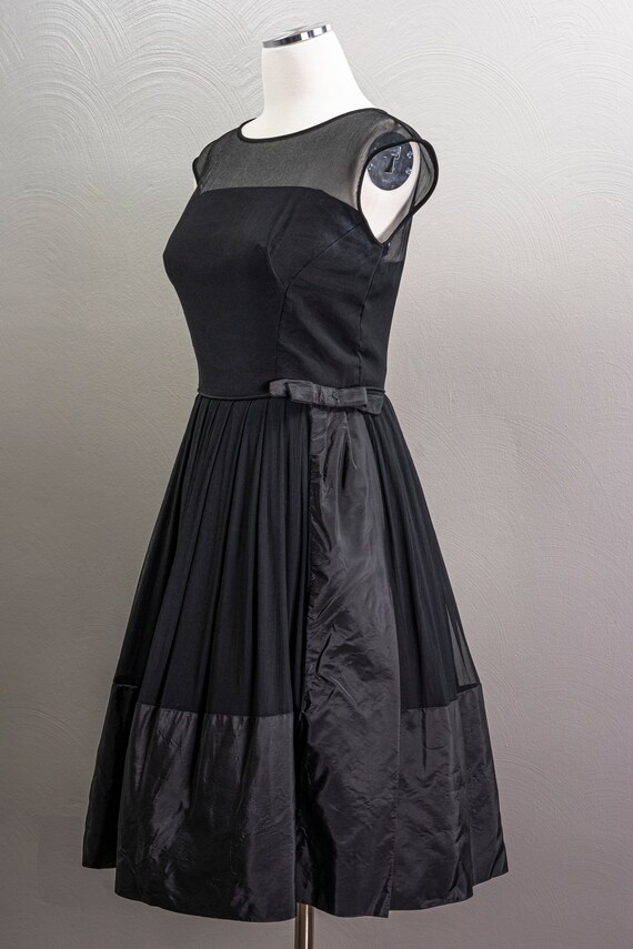 Vintage 60s little black Dress, Chiffon and taffe… - image 3
