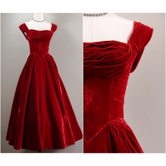 luxurious Rare Custom 50s Red Velvet Ceil Chapman… - image 1