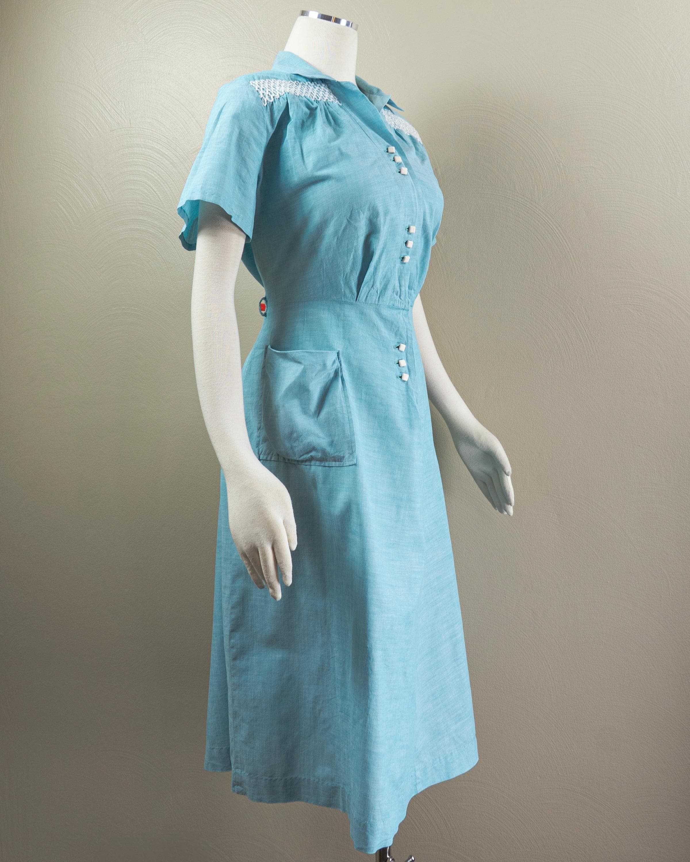blue dress for baby girl Light Blue Button Down Dress w Belt (B-37