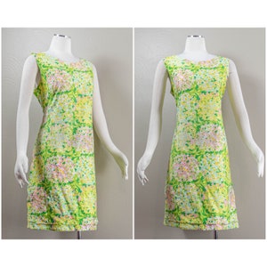 Chic 60s Pastel Floral Printed Shift Dress, Super Soft Cotton, Lily Pulitzer-Inspired Print