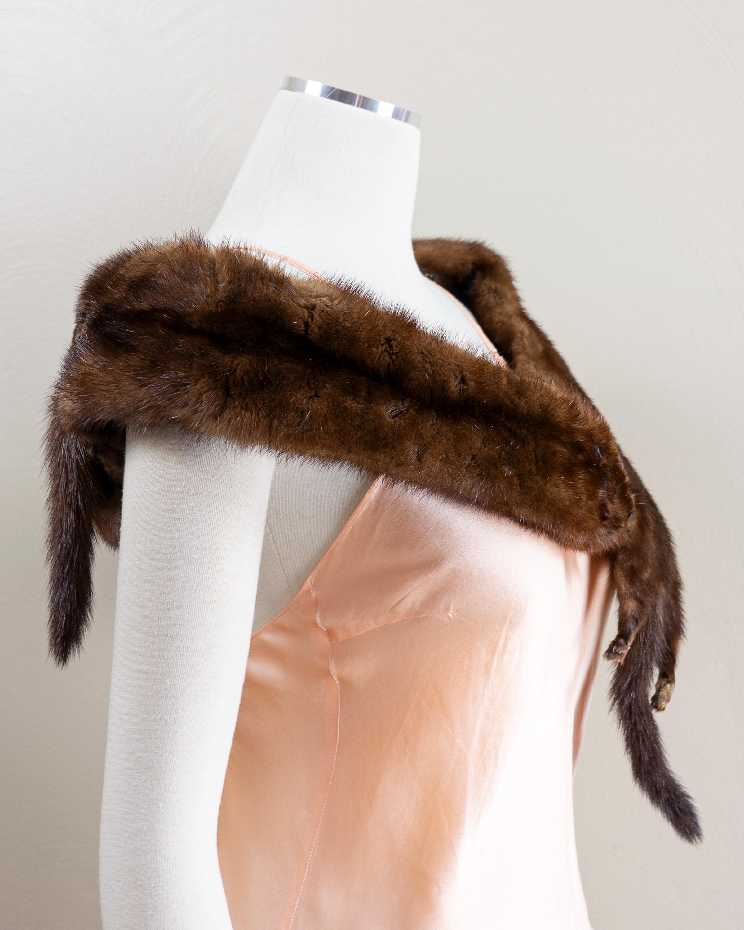 Mink Tortoise Shell 1930s–50s Four Mink Stole | Genuine Ranch Mink | Tortoise Chain Details ...