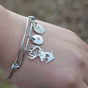 Buck Deer Bangle with Deer Track & Initial