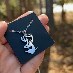 Stainless Steel Believe Outdoors Buck Deer Hunting Necklace
