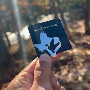 Stainless Steel Believe Outdoors Duck Texas Necklace