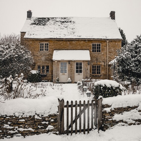 Upper Slaughter Village In England Wall Art Print Winter Etsy
