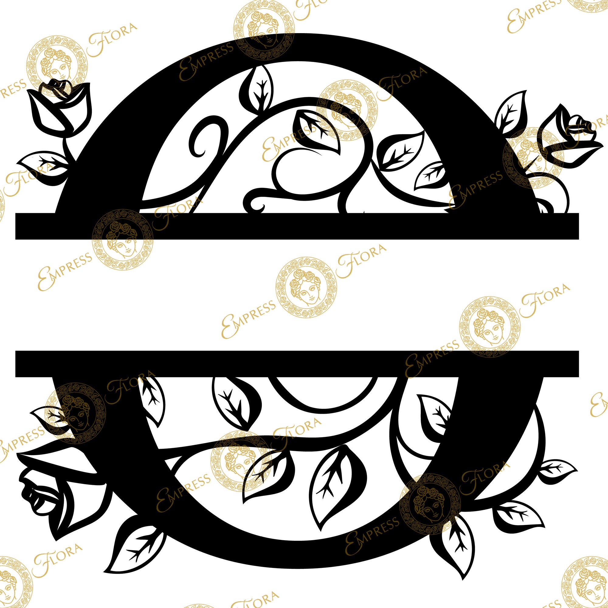 Download Empress Flora Split Monogram - O ( Instant Download PNG/SVG)
