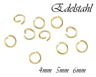 50x/ 100x offene Biegeringe aus Edelstahl 4 mm/5mm/6mm  3 Größen zur Auswahl