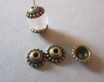 30x Perlenkappen Blume Antikbronze 8 mm x 3 mm