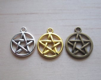 10x Charms Anhänger Pentagramm 3 Farben zur Auswahl